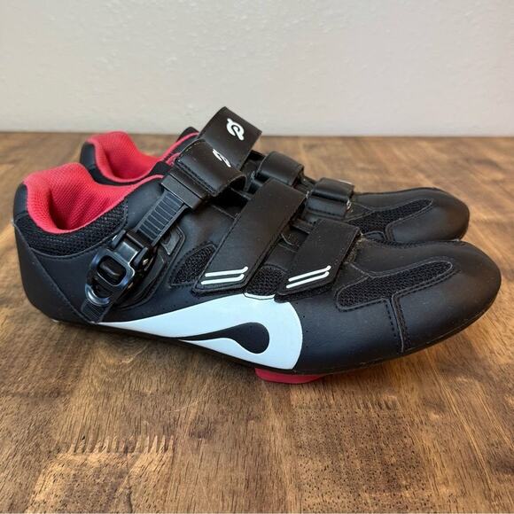 Peloton Cycling Shoes w/Delta Cleats Hook-And-Latch Closure Black Red Size EU 45 - Picture 3 of 11